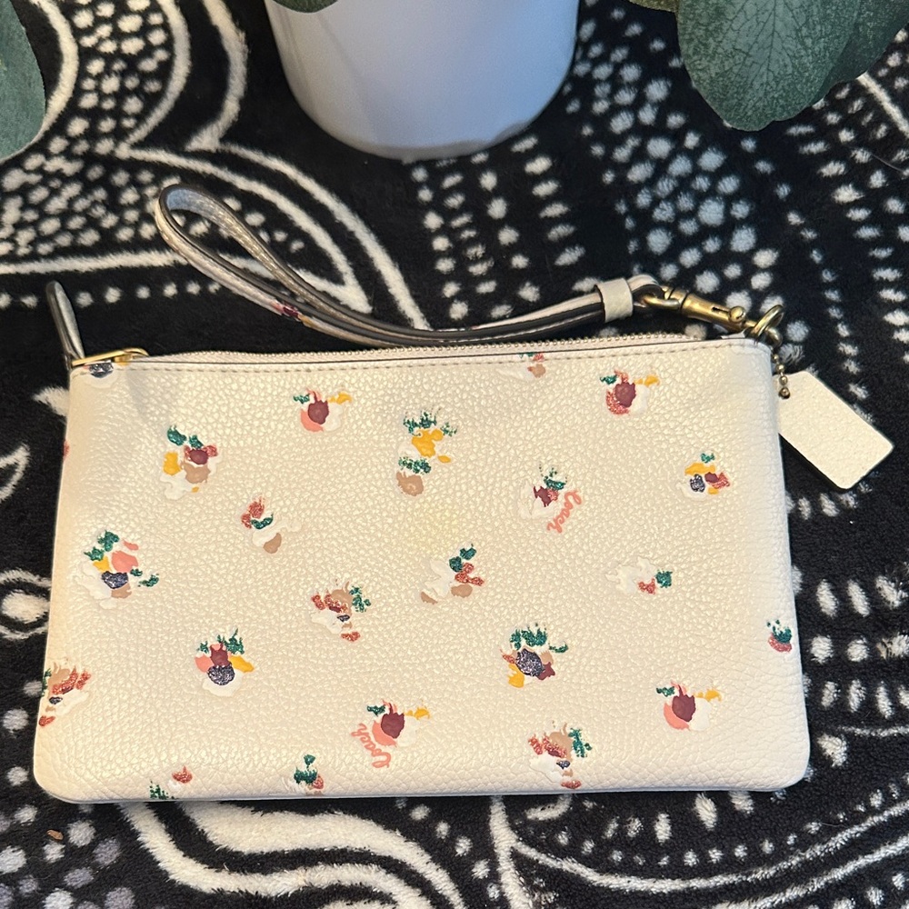 Coach Cream Wristlet with Floral Accents - Picture 2 of 3